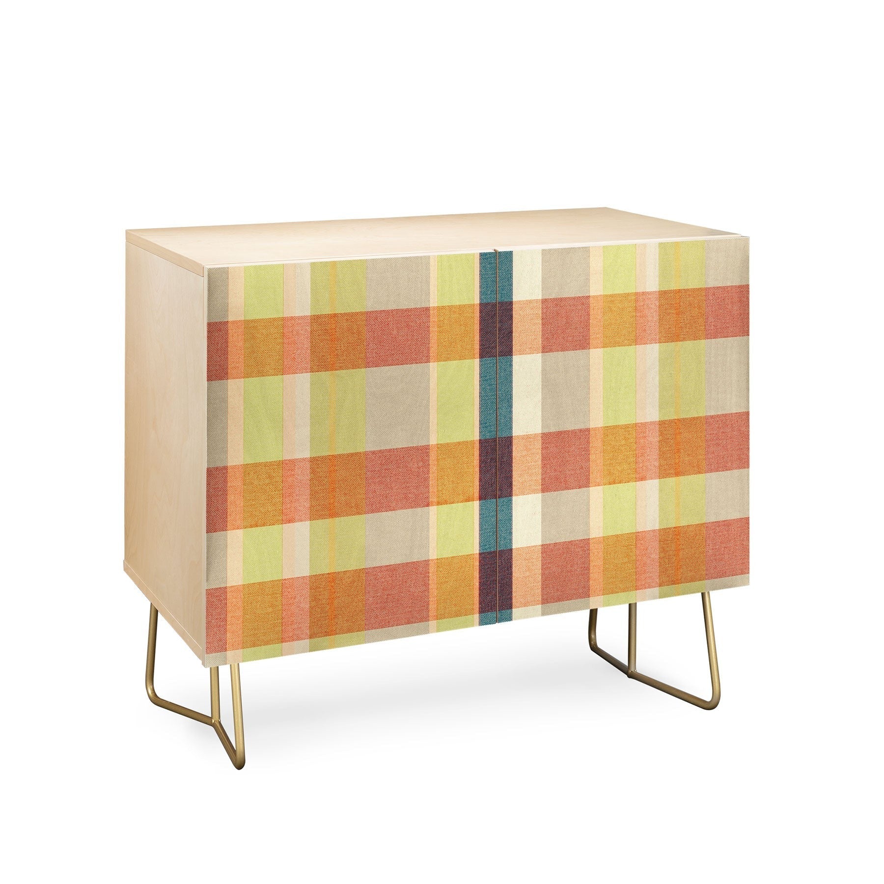 Marta Barragan Camarasa Retro Picnic Plaid Warm Tones Credenza