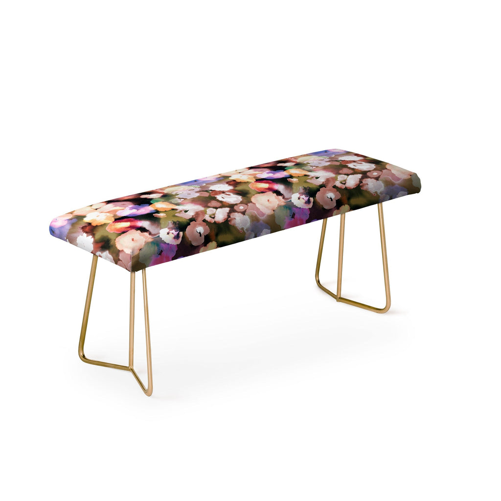 Ninola Design Botanic Retreat Ombre Abstract Watercolor Flowers Pink gold Bench