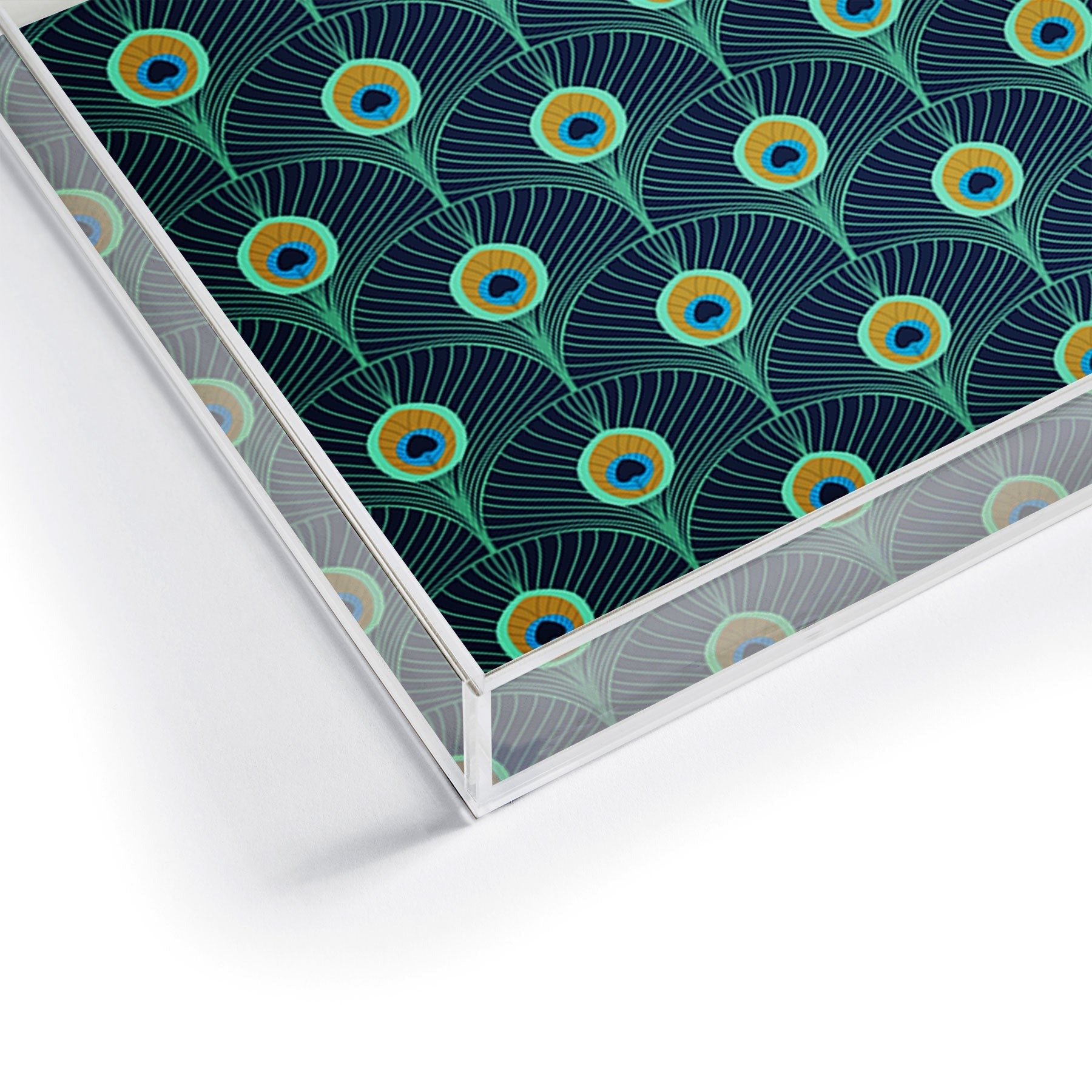 Design by Spark Peacock Deco Feathers Acrylic Tray