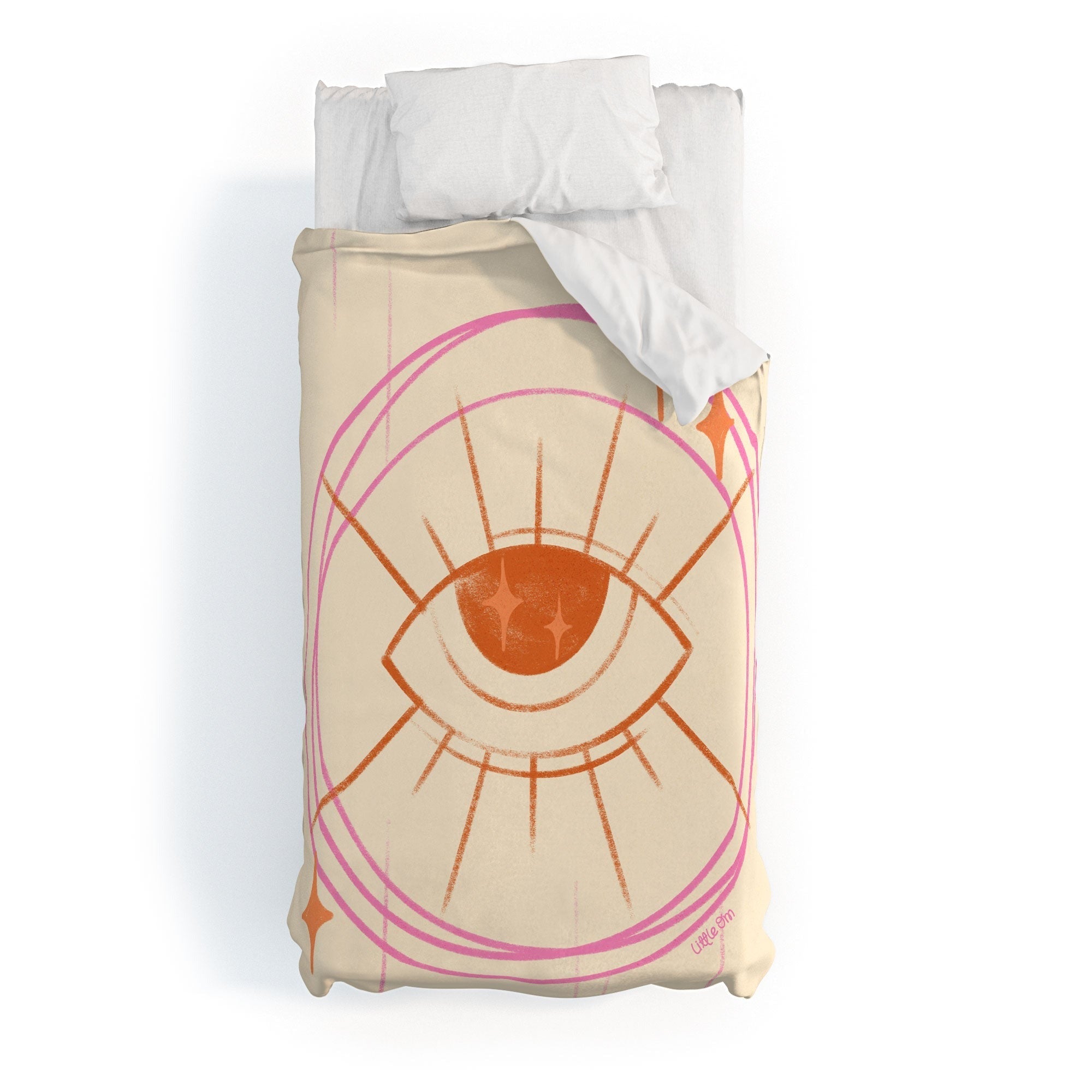Little Om Celestial Eye cream Duvet Cover