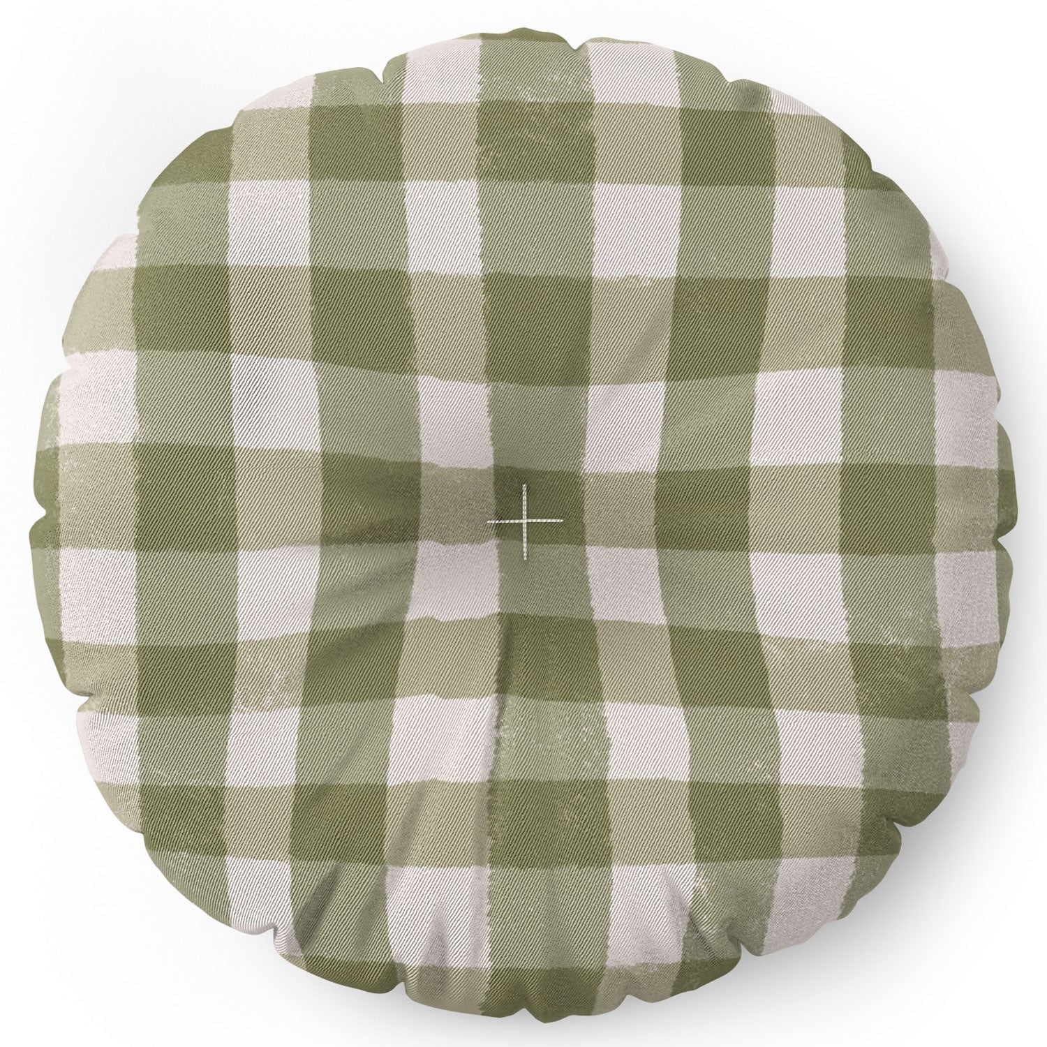 Menina Lisboa Rustic Green Plaid Floor Pillow Round