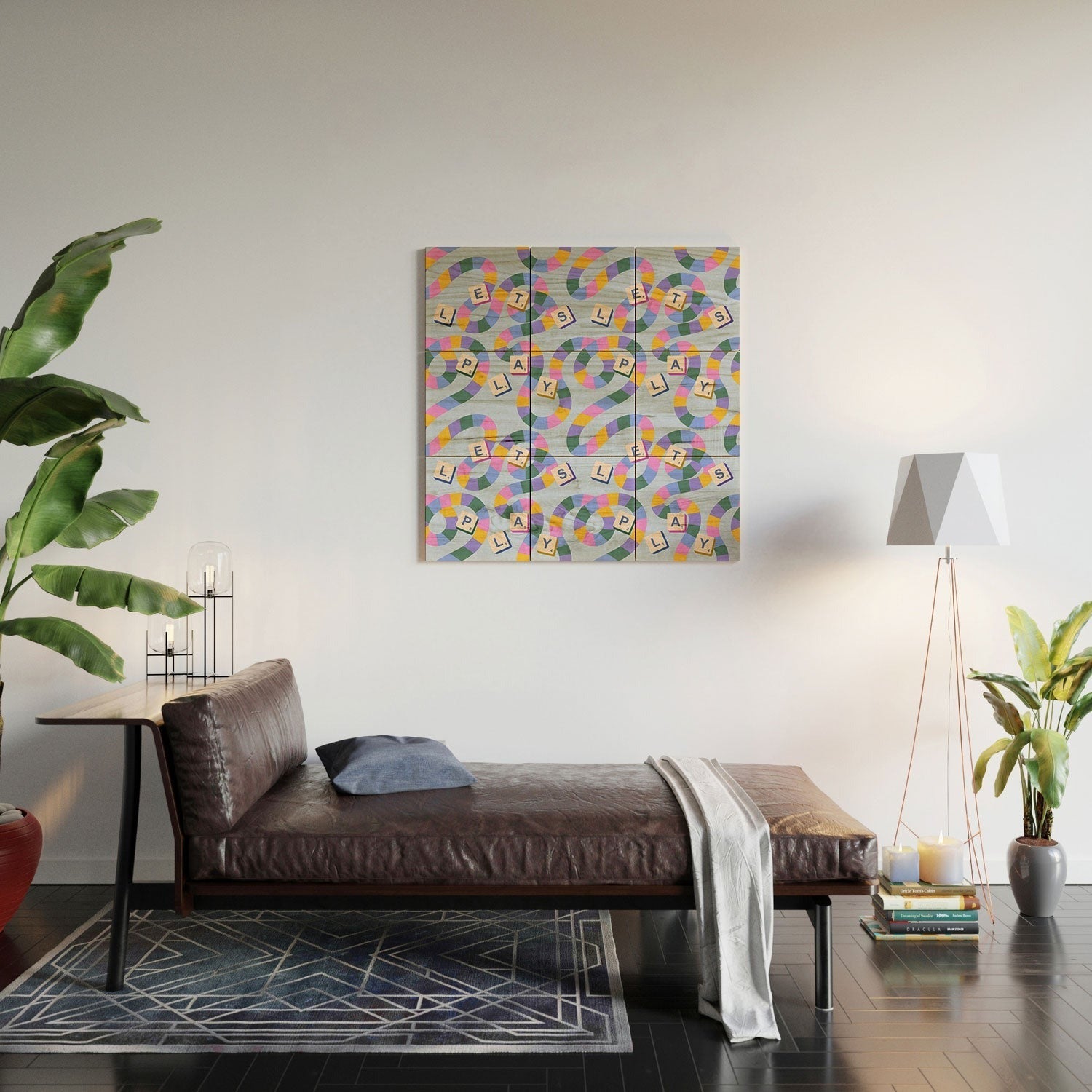 Design by Spark Scrabble Board Game Night Wood Wall Mural