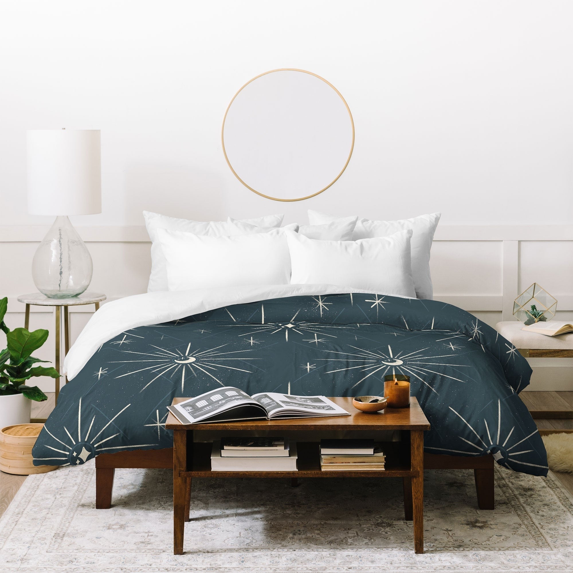 Little Om Pattern Little Moon navy Duvet Cover