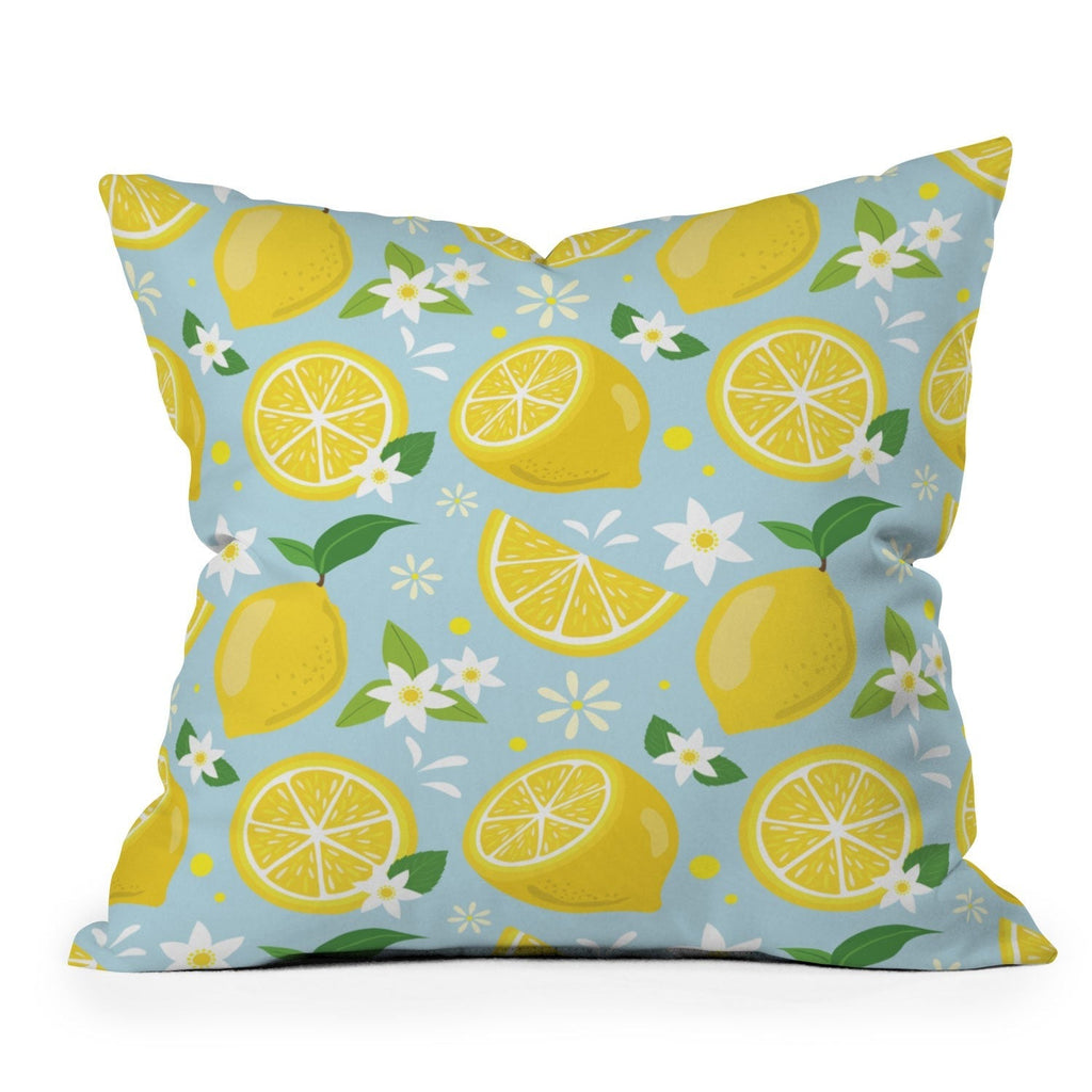 Design by Spark Lemony Fresh Florals Throw Pillow