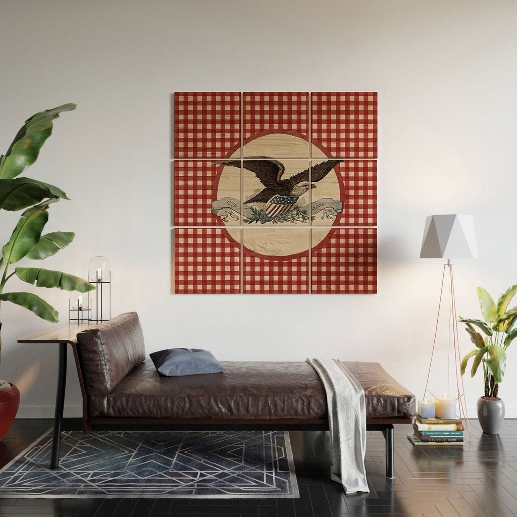 DENY Designs Gingham Eagle Wood Wall Mural