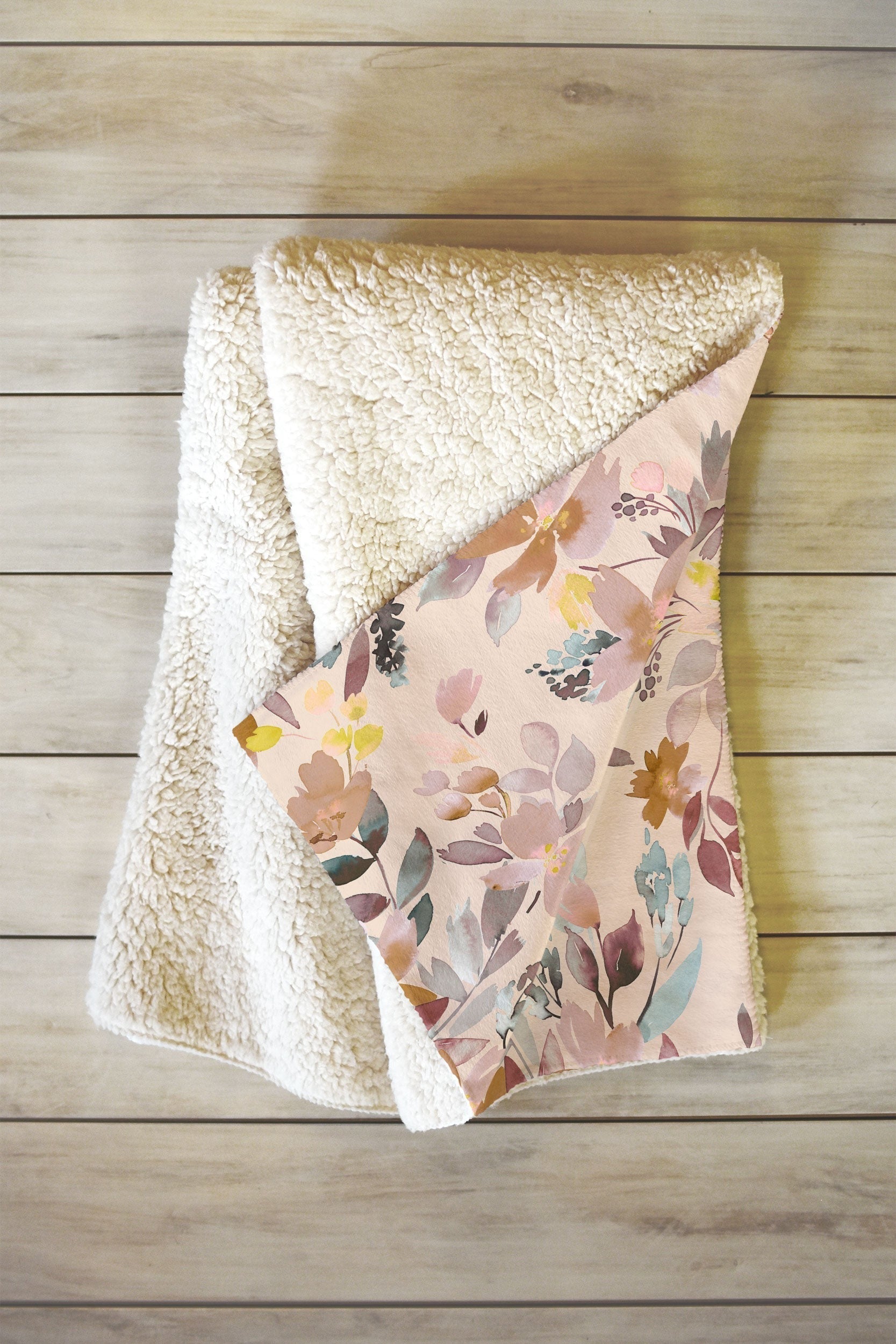 Ninola Design Botanic Retreat Floral Oleander Whimsical Soft Pink Fleece Throw Blanket