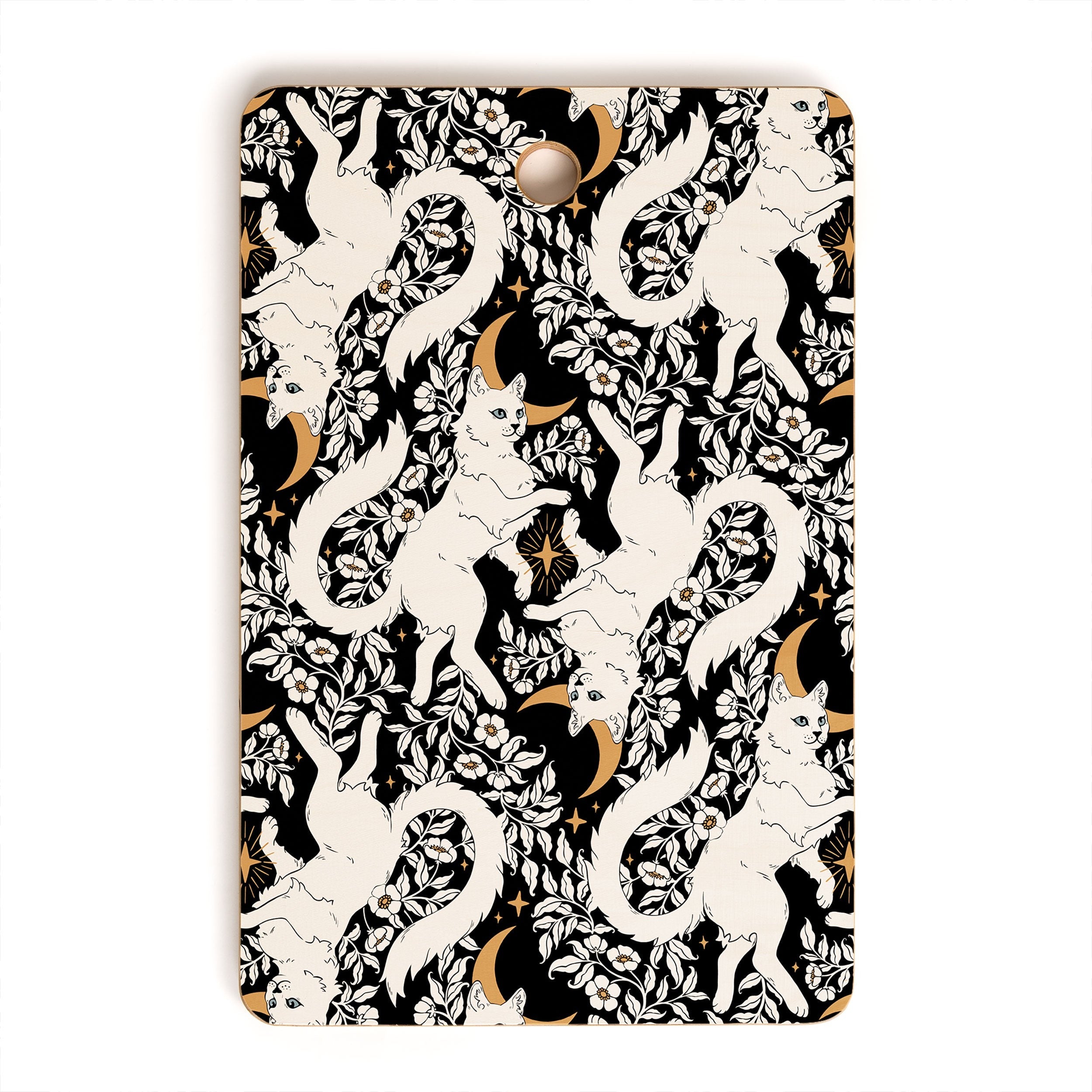 Avenie Celestial Cats Gold Cutting Board Rectangle