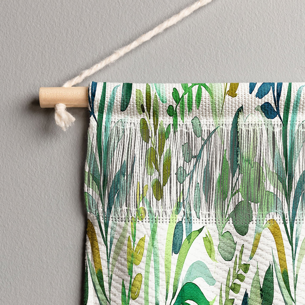 Ninola Design Botanic Retreat Loose Botanical Leaves Watercolor Green Wall Hanging Landscape
