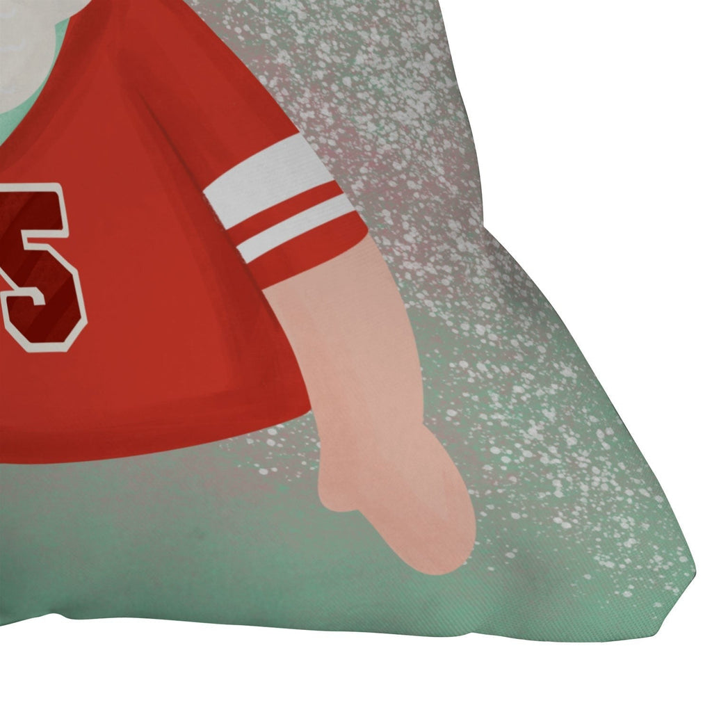 Design by Spark Sporty Football Santa Outdoor Throw Pillow