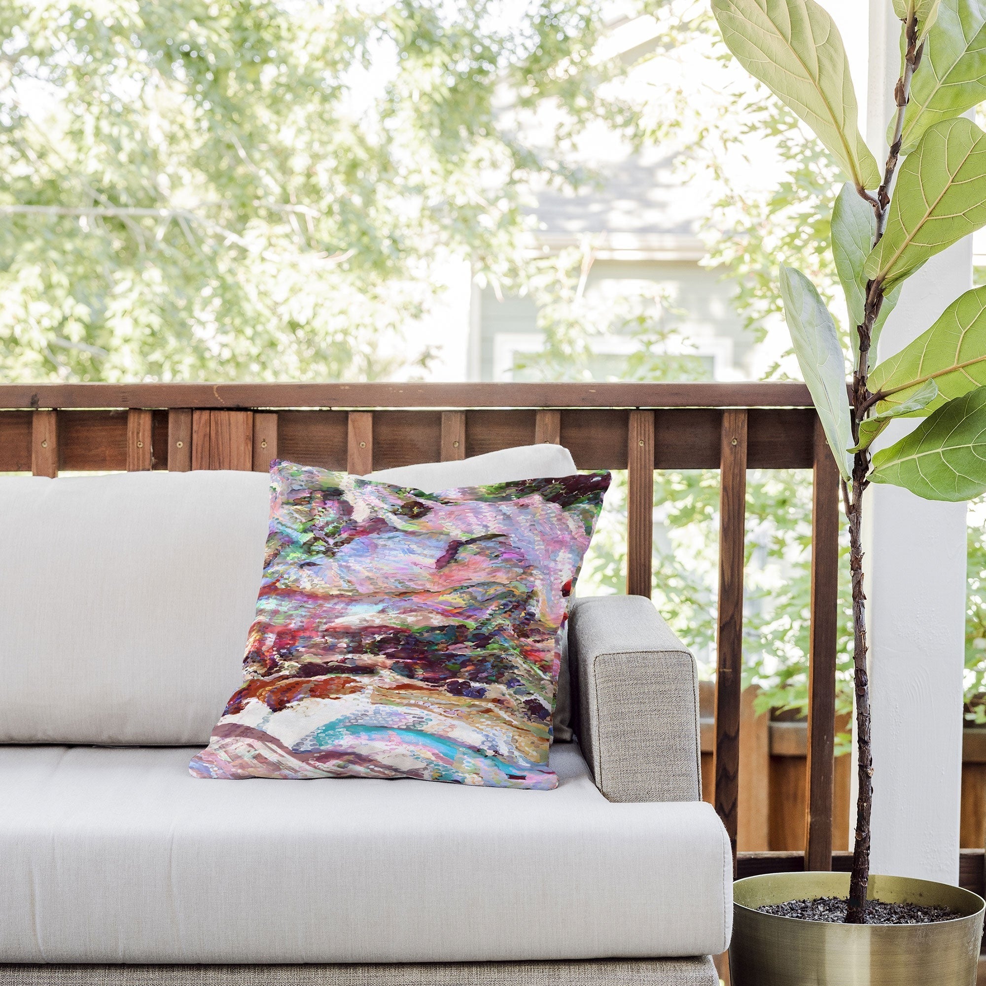 83 Oranges Sequin Haze Outdoor Throw Pillow