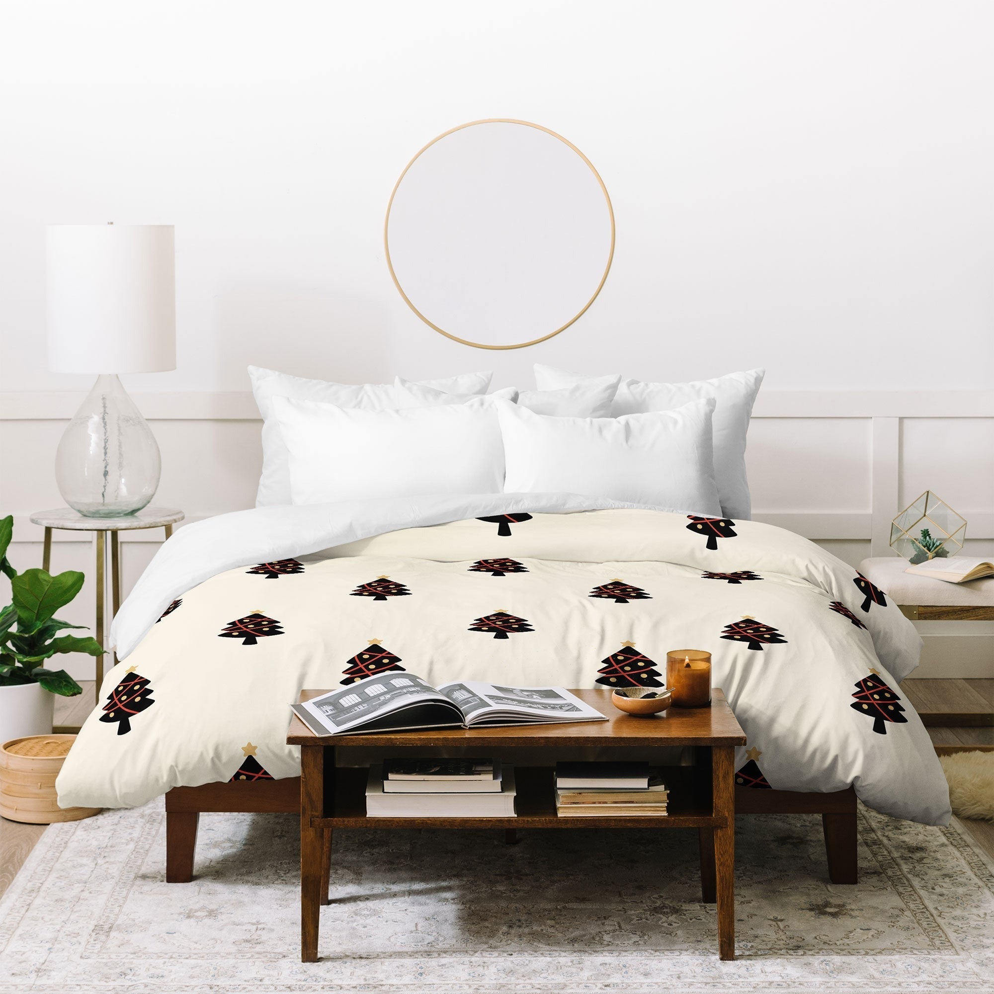 Design by Spark Black And Gold Christmas Tree Duvet Cover