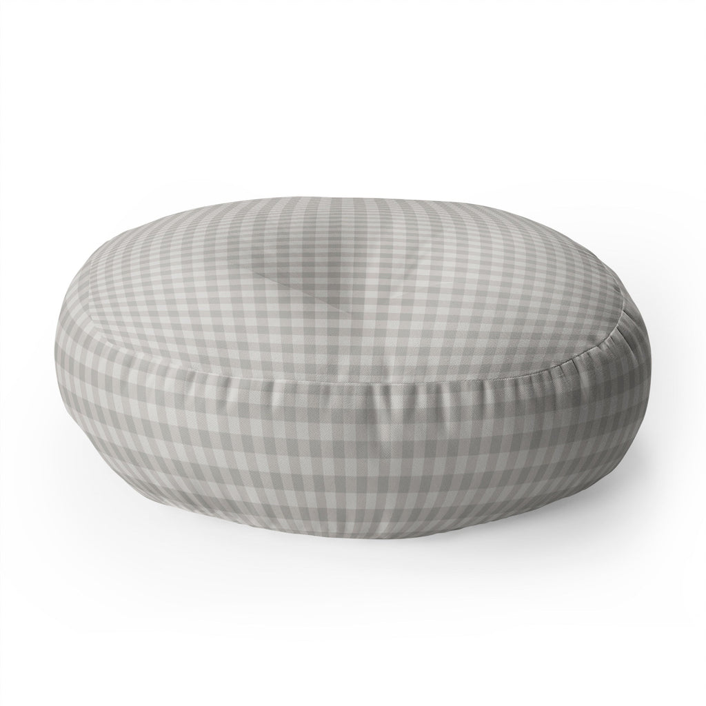 Colour Poems Gingham Plaid Pattern Cloud White Floor Pillow Round