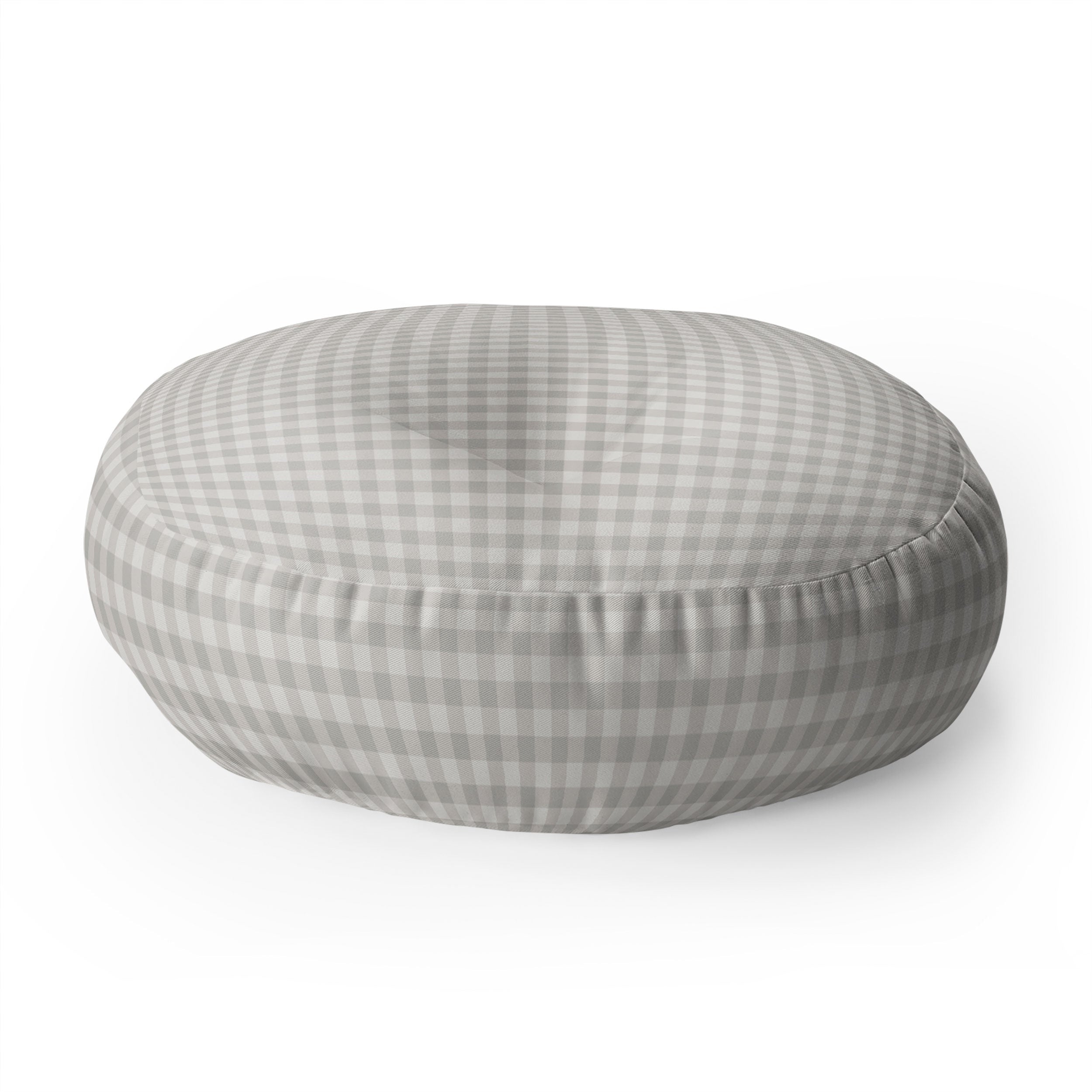 Colour Poems Gingham Plaid Pattern Cloud White Floor Pillow Round
