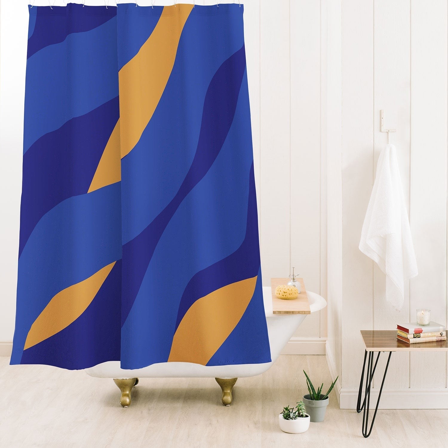 Camilla Foss Pebbles in Stream Shower Curtain
