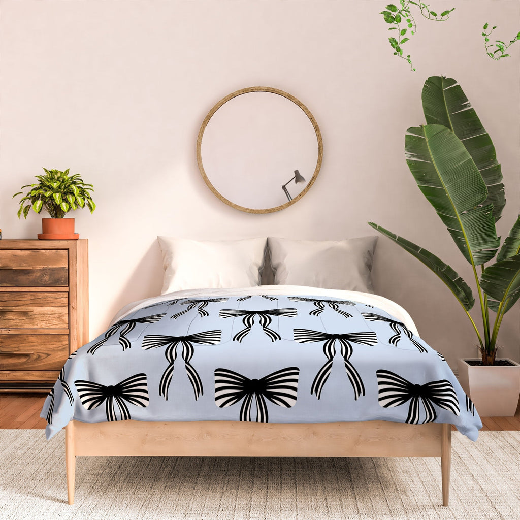 Design by Spark Black Striped Bows Comforter