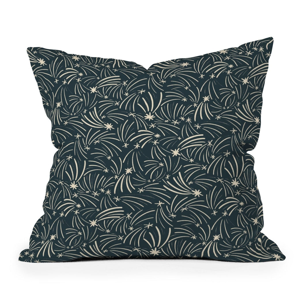 Little Om Pattern Shooting Stars blue Outdoor Throw Pillow