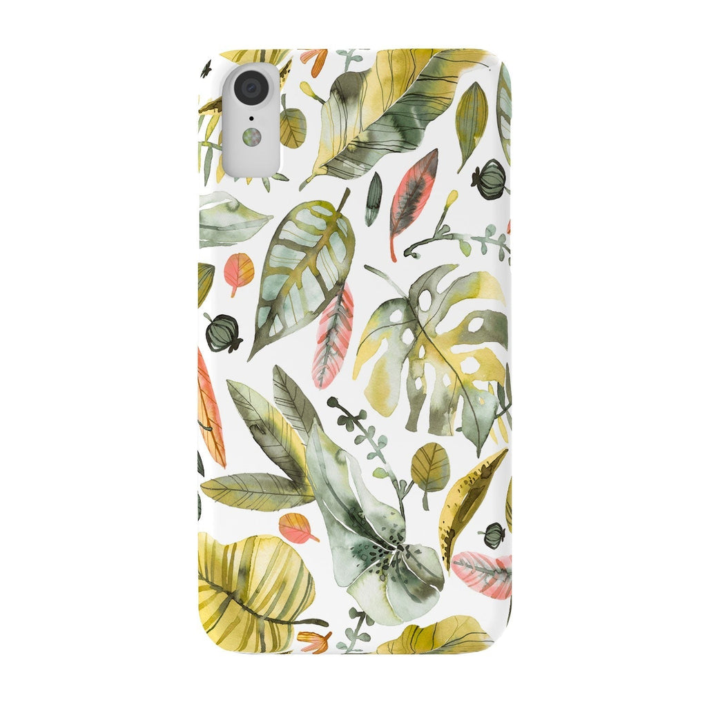 Ninola Design Botanic Retreat Tropical Jungle Leaves Botanical Green Orange Phone Case