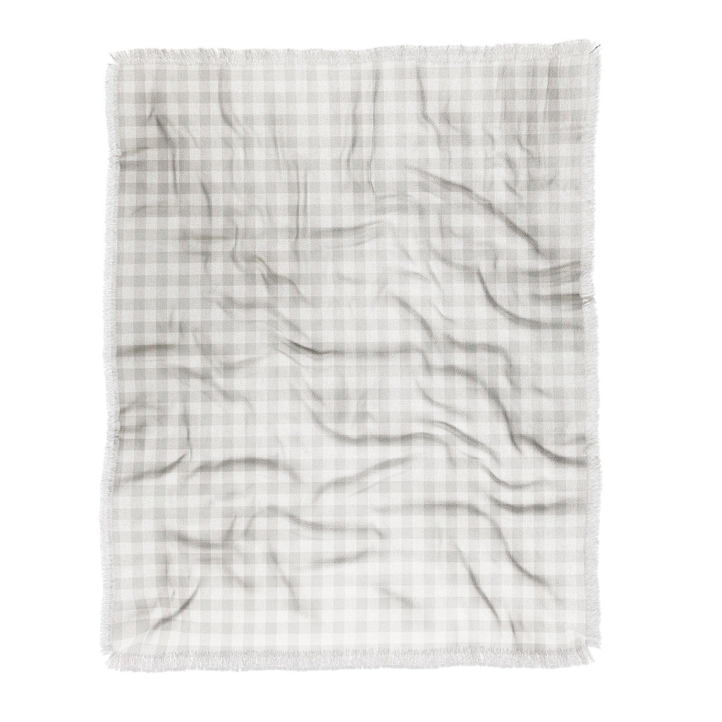 Colour Poems Gingham Plaid Pattern Cloud White Throw Blanket
