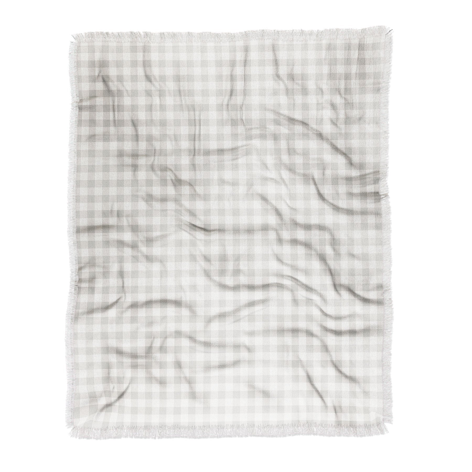 Colour Poems Gingham Plaid Pattern Cloud White Throw Blanket