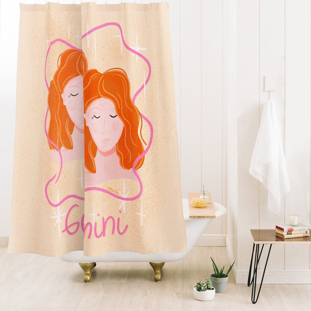 Little Om Zodiac Signs Gemini Shower Curtain