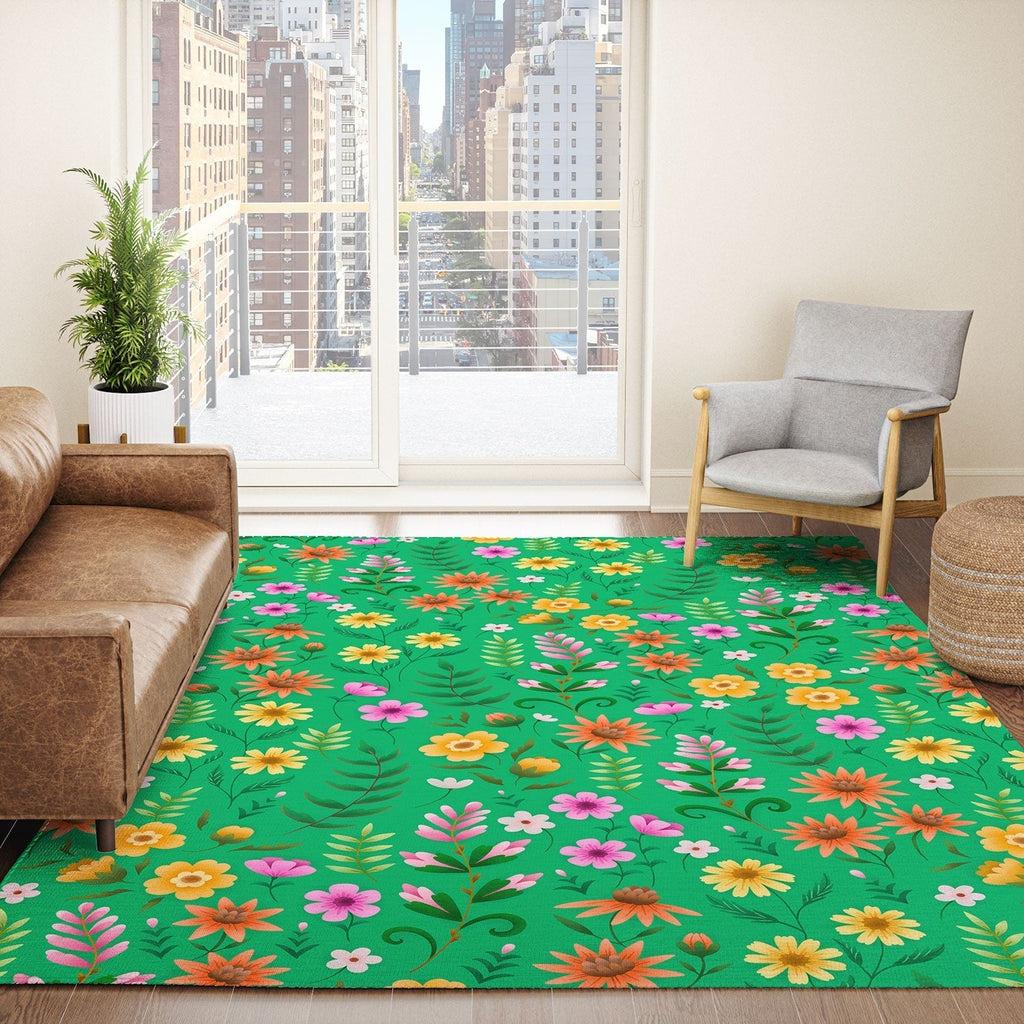 Pimlada Phuapradit Ditsy Spring Floral Green Area Rug