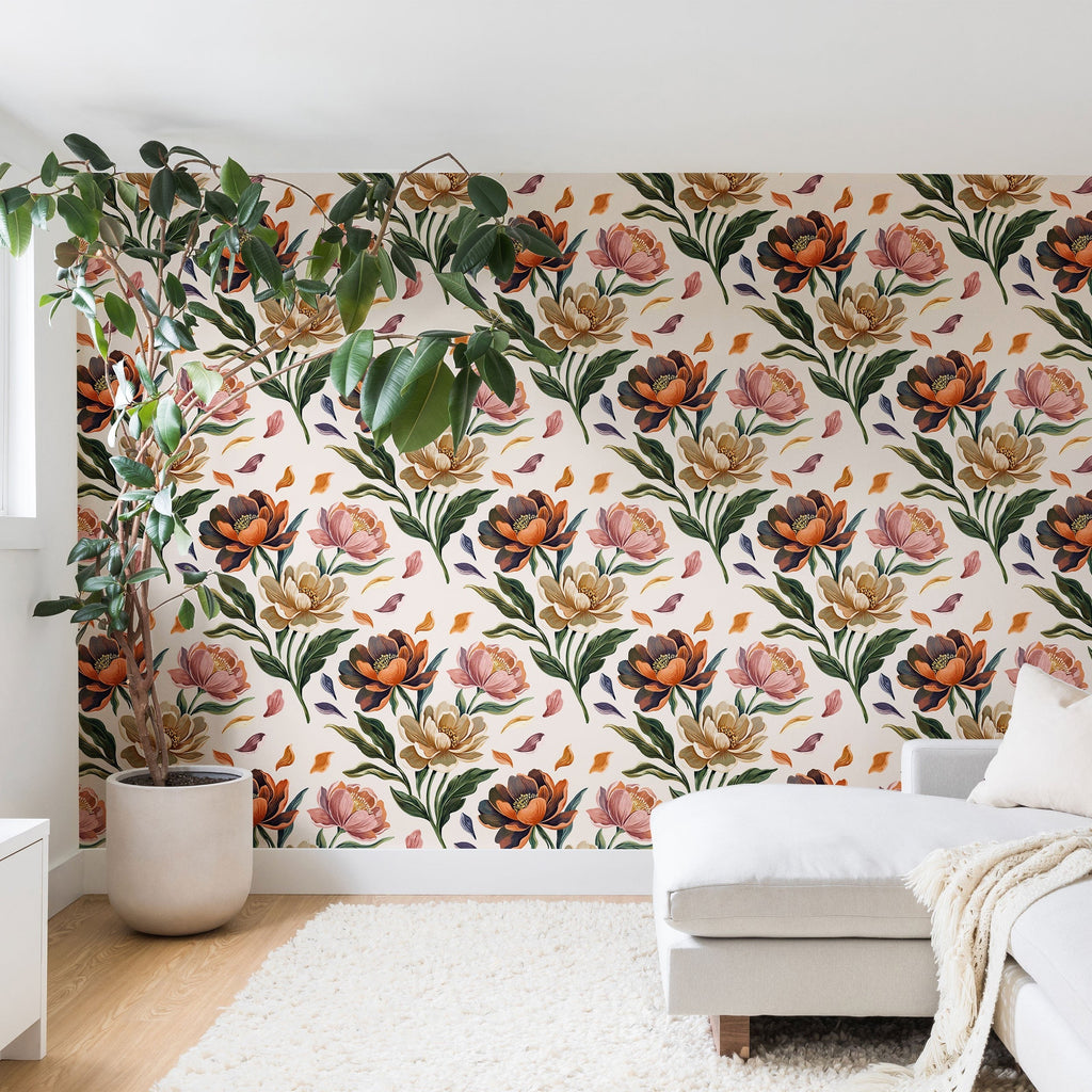 Marta Barragan Camarasa Hand Painted Peony Florals Wall Mural