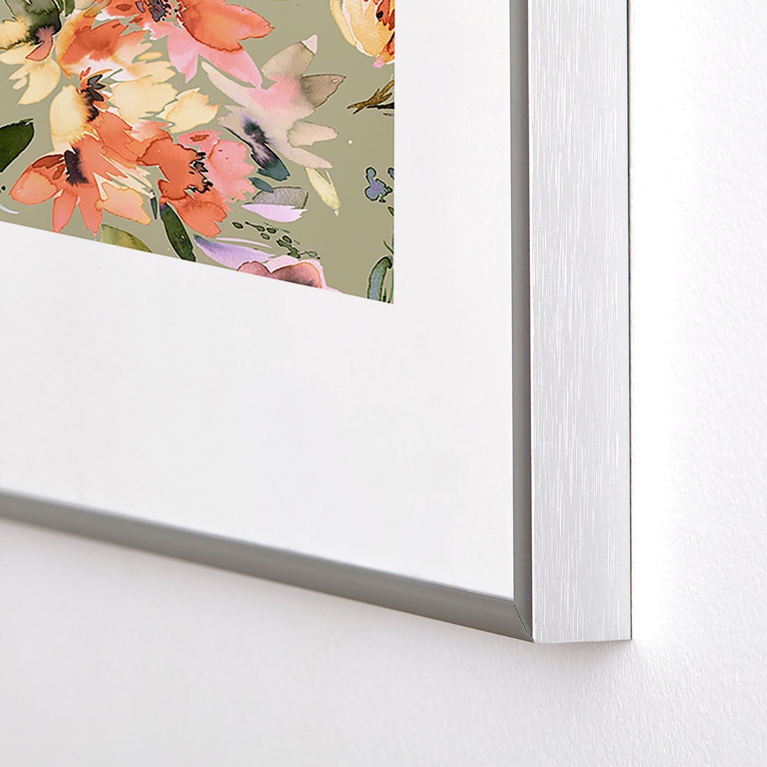 Ninola Design Botanic Retreat Painterly Tropical Flowers Sage Green Metal Framed Art Print