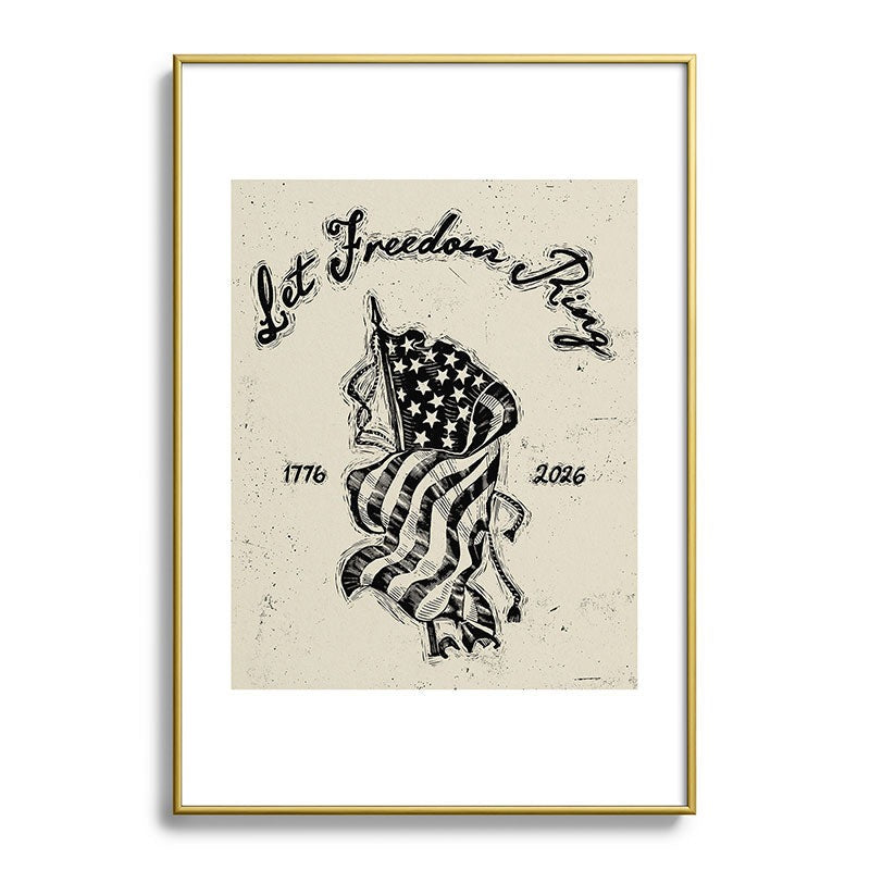 DENY Designs Let Freedom Ring Block Metal Framed Art Print