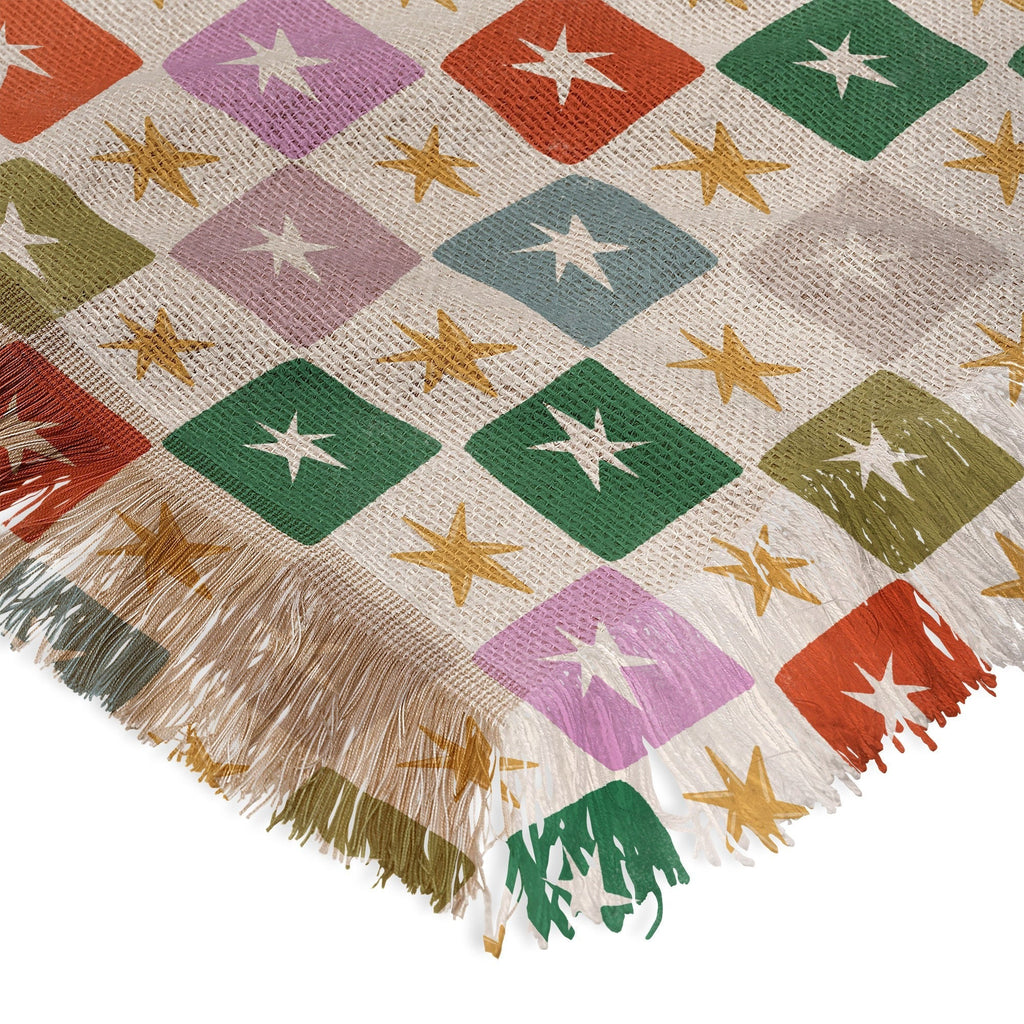 LouBruzzoni Retro Star Block Pattern Throw Blanket
