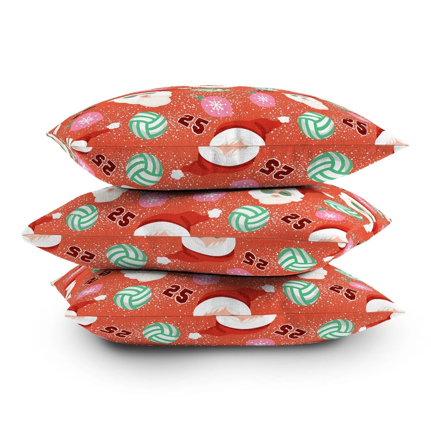 Design by Spark Sporty Volleyball Santa Outdoor Throw Pillow