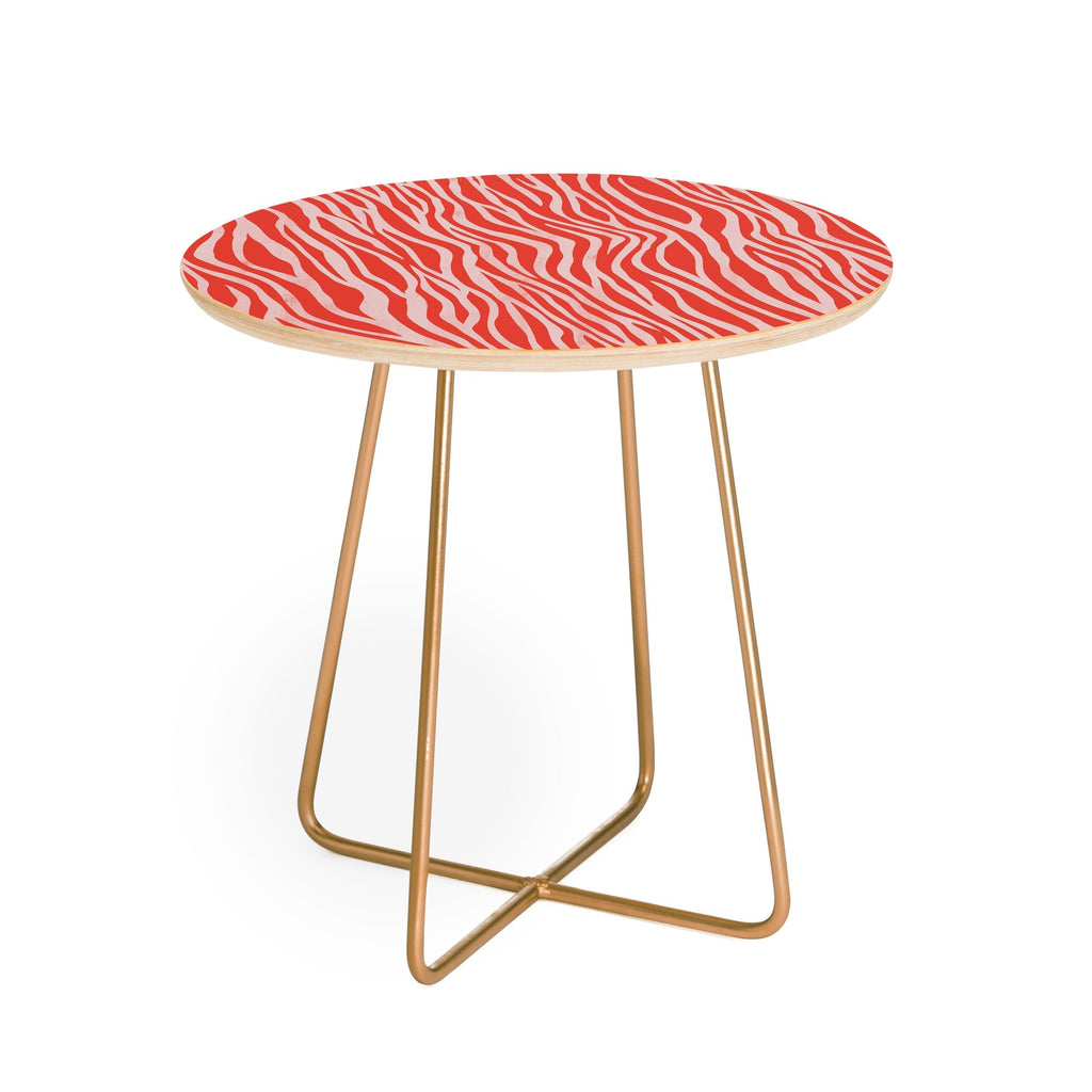 Avenie BR Red Zebra Stripe Round Side Table