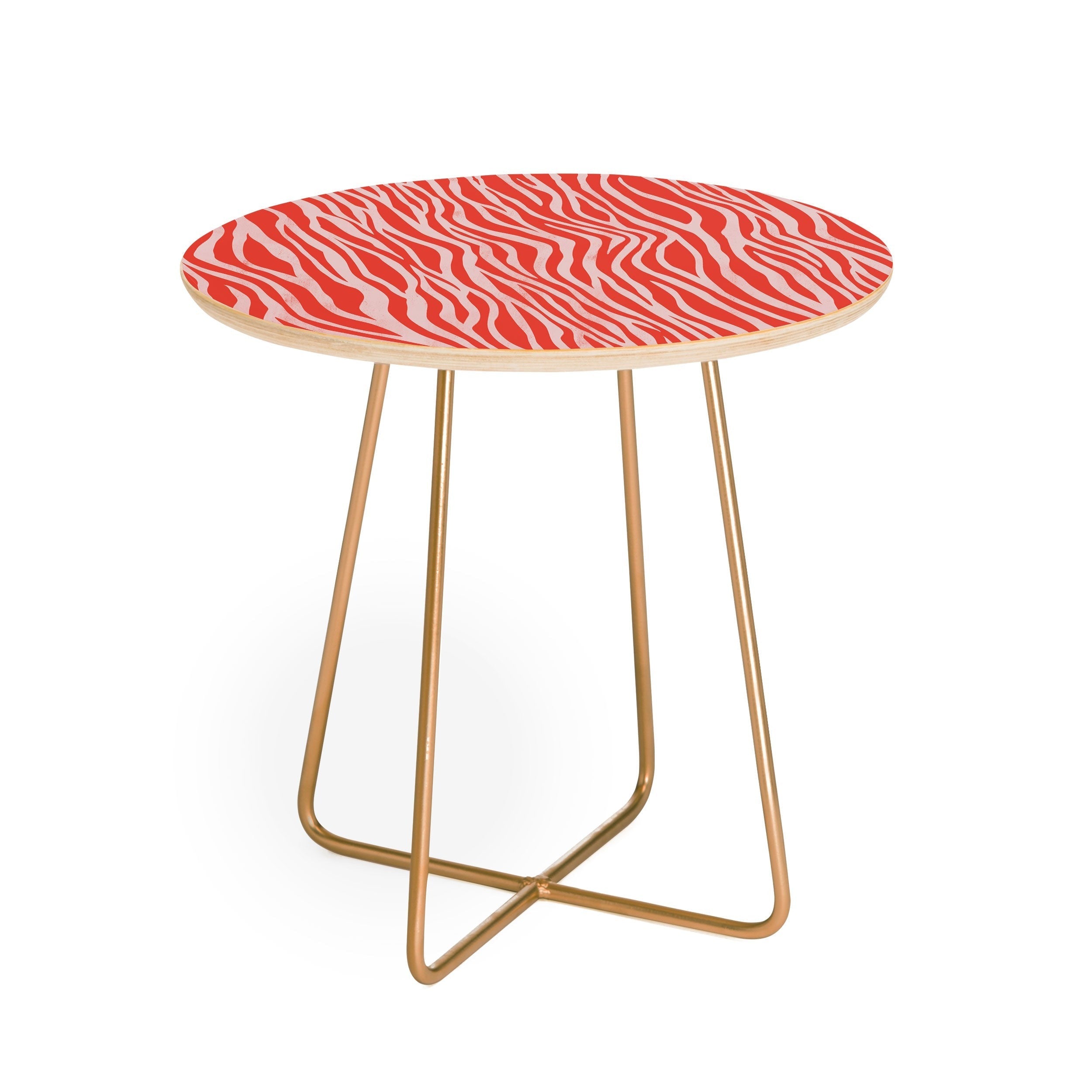 Avenie BR Red Zebra Stripe Round Side Table
