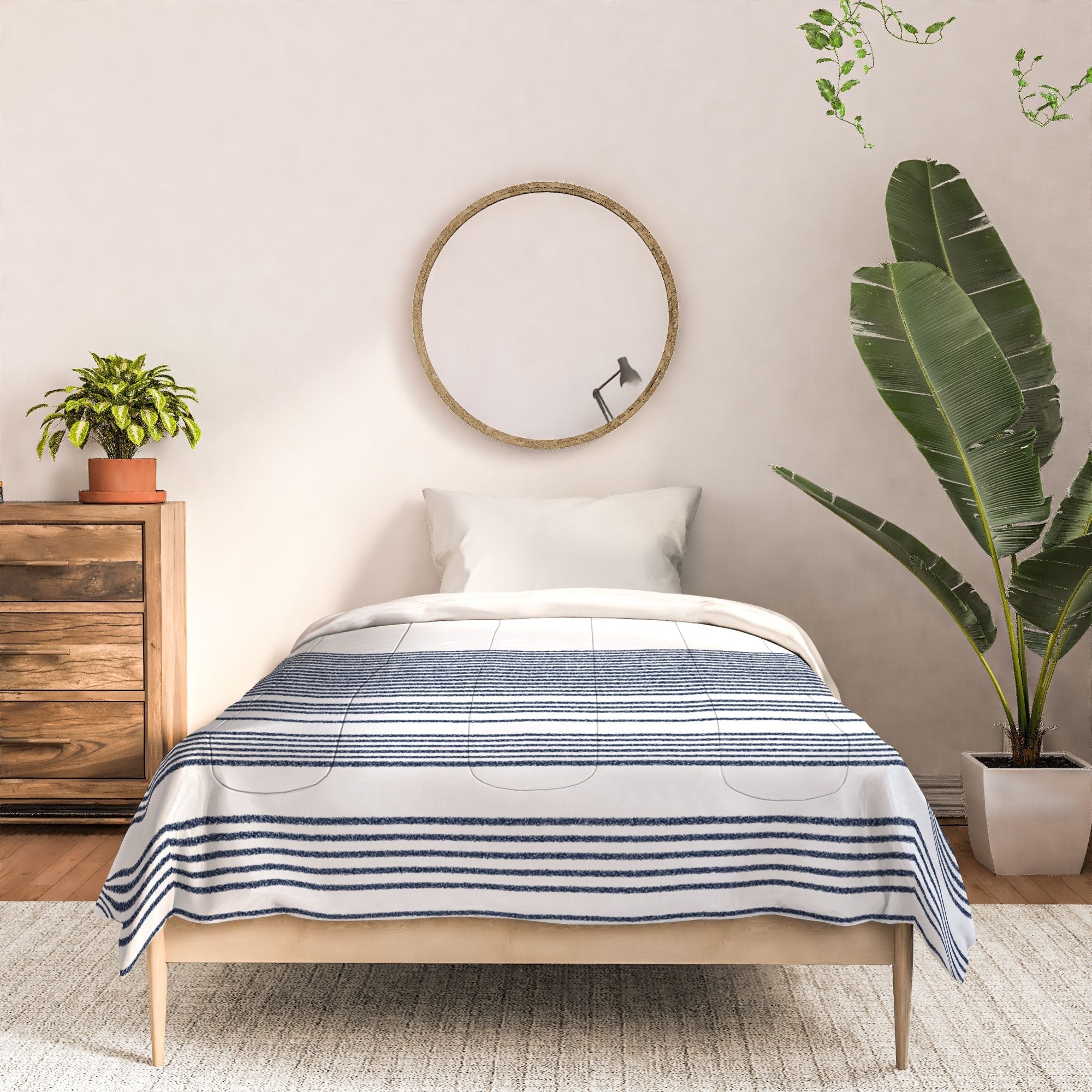 Kierkegaard Design Studio organic stripes naut navy blue and white Comforter