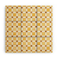 Ninola Design Everyday Artifact Checker Mosaic Tiles Geometry Yellow Wood Wall Mural
