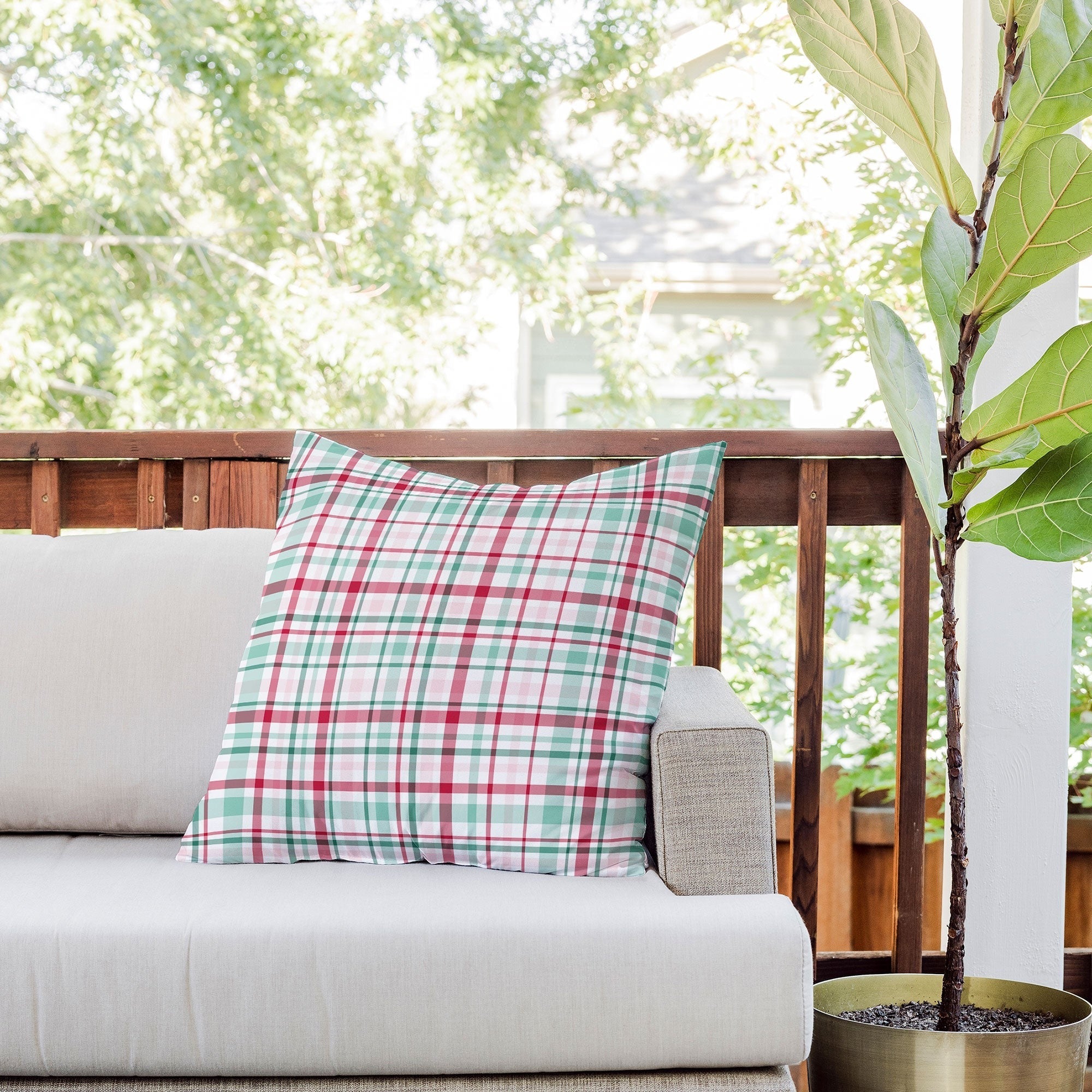 Lisa Argyropoulos Merry Vintage Plaid Outdoor Throw Pillow