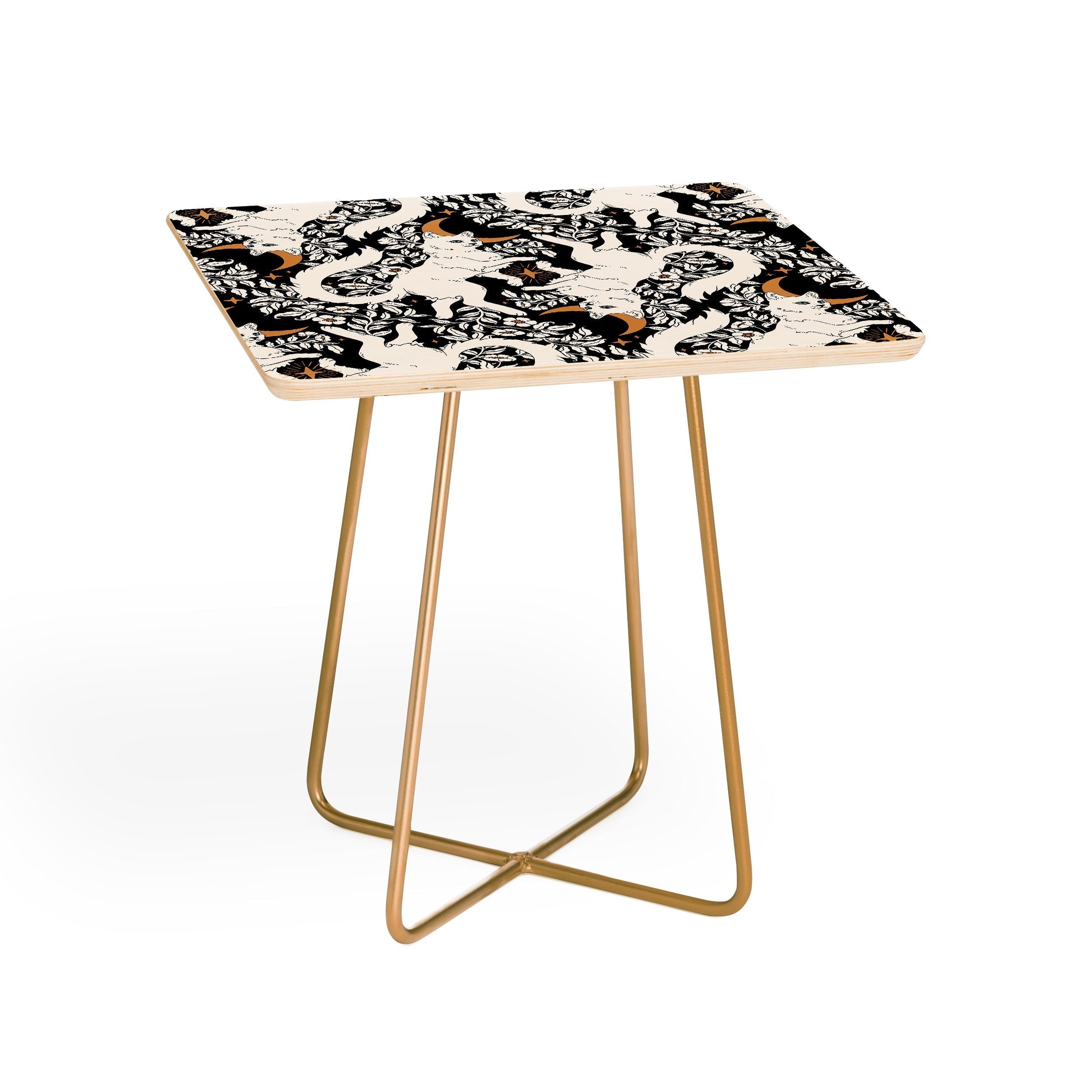 Avenie Celestial Cats Gold Side Table