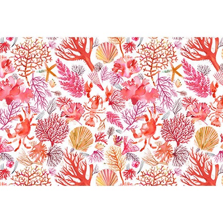Ninola Design Botanic Retreat Coral Reef Crab Lobster Red Wall Mural