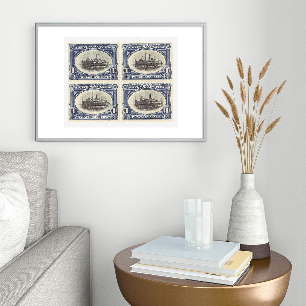 DENY Designs 1901 1c Fast Lake Navigation Stamps Metal Framed Art Print