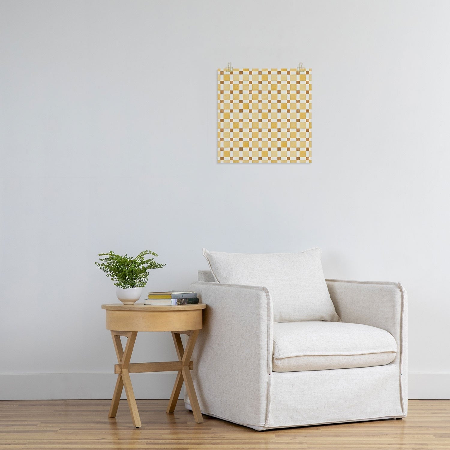 Ninola Design Everyday Artifact Checker Mosaic Tiles Geometry Yellow Art Print