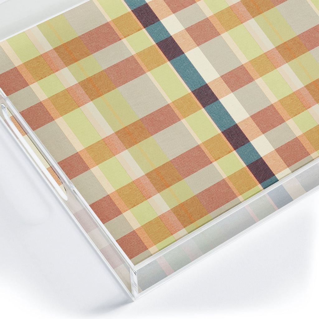 Marta Barragan Camarasa Retro Picnic Plaid Warm Tones Acrylic Tray