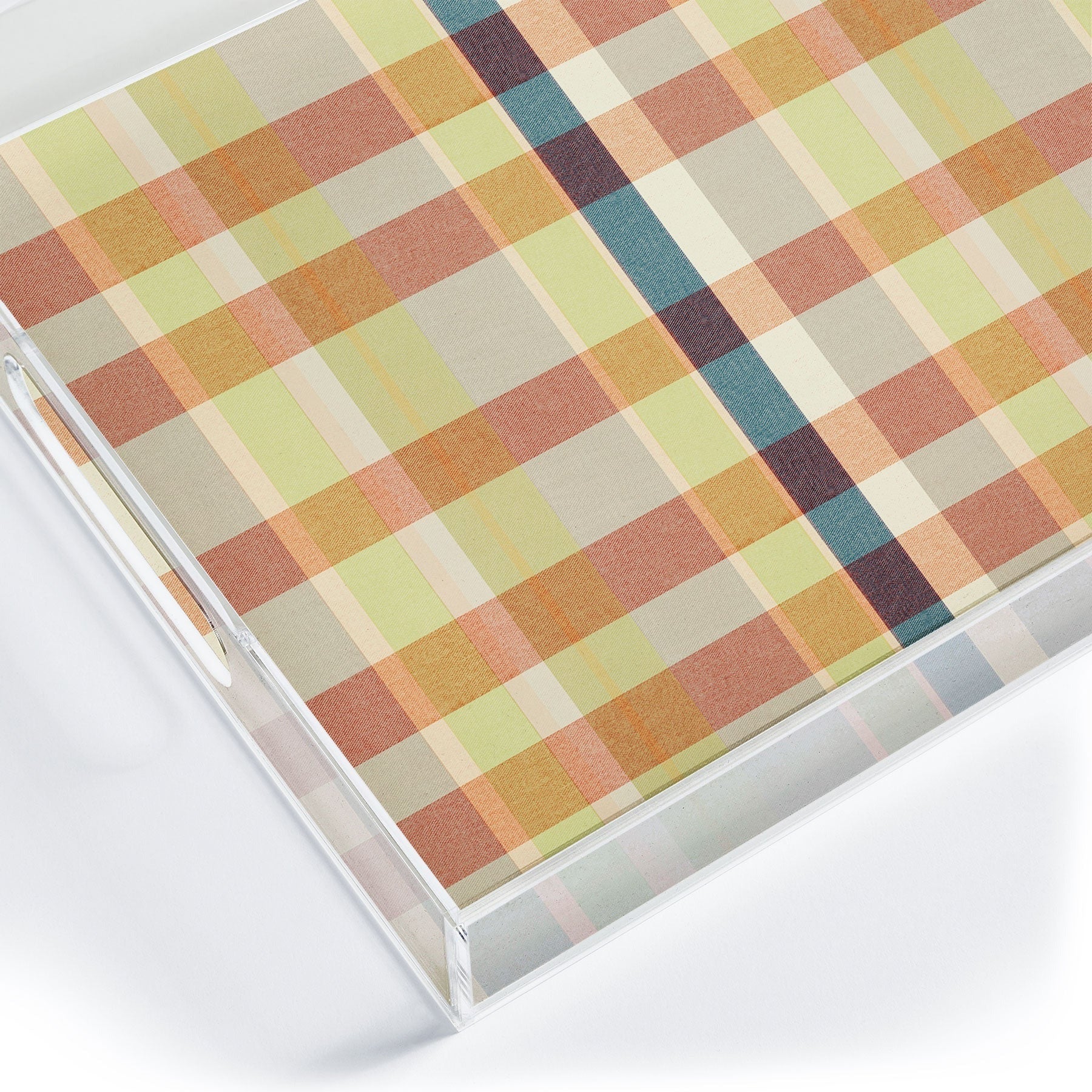 Marta Barragan Camarasa Retro Picnic Plaid Warm Tones Acrylic Tray