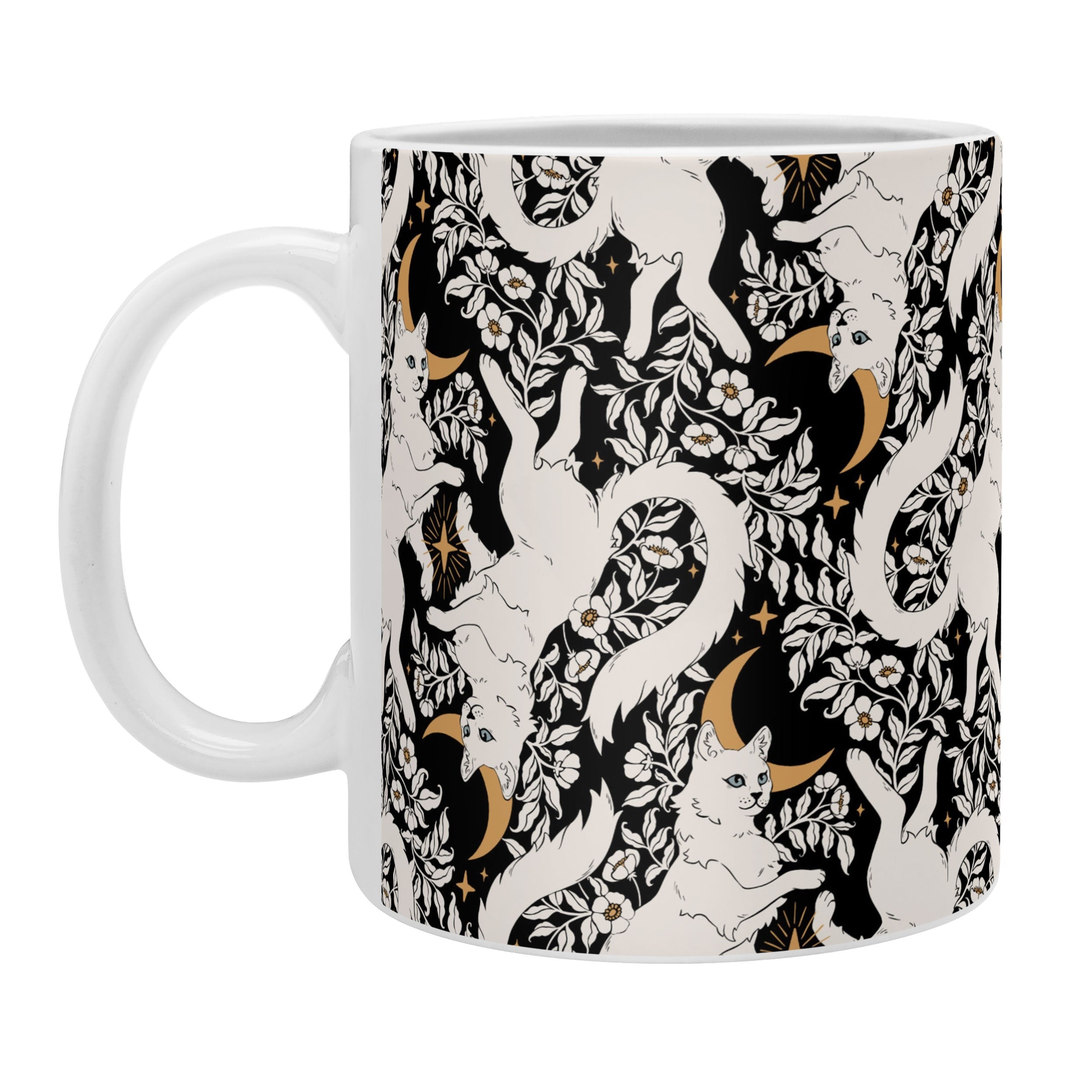 Avenie Celestial Cats Gold Coffee Mug