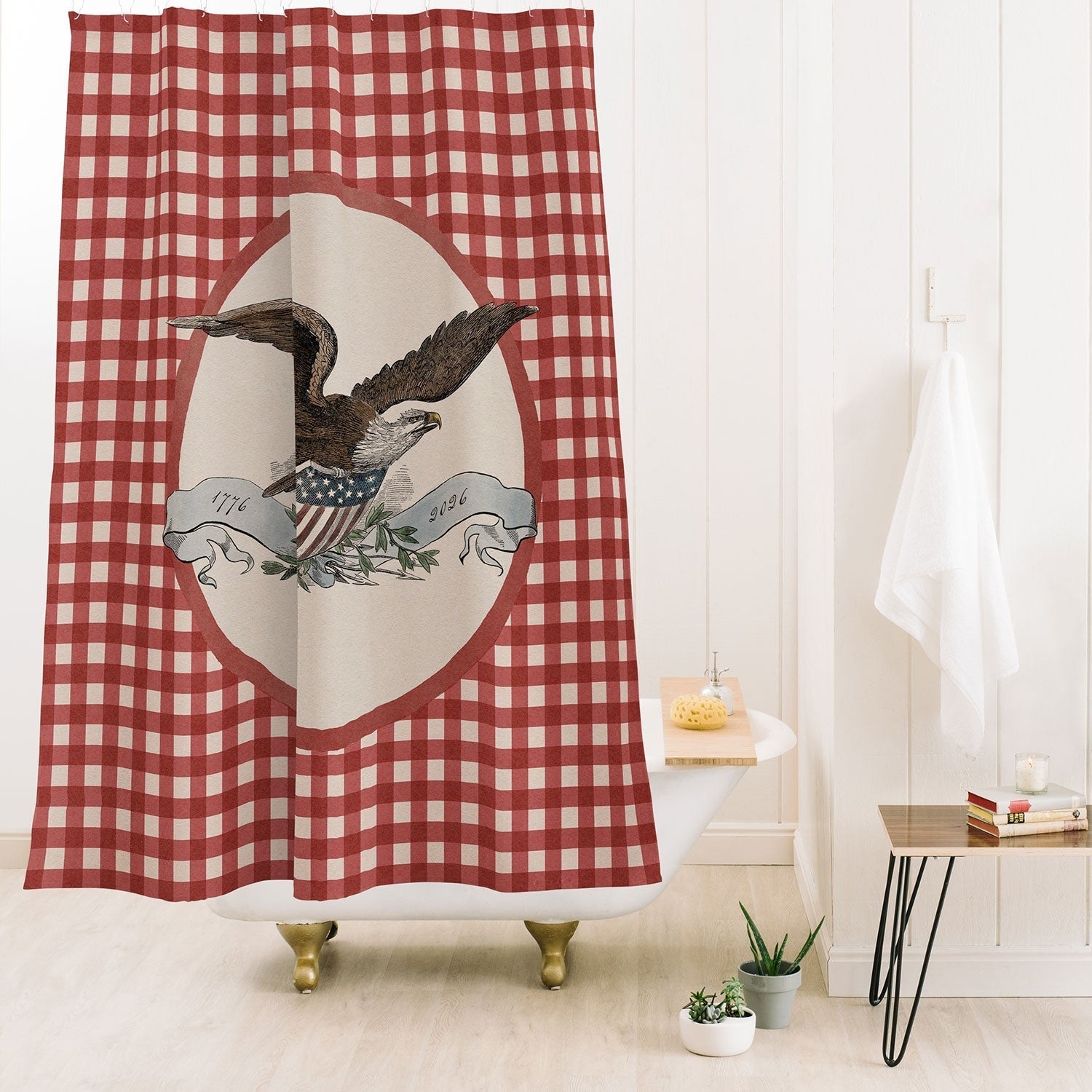 DENY Designs Gingham Eagle Shower Curtain