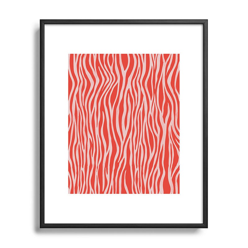 Avenie BR Red Zebra Stripe Metal Framed Art Print