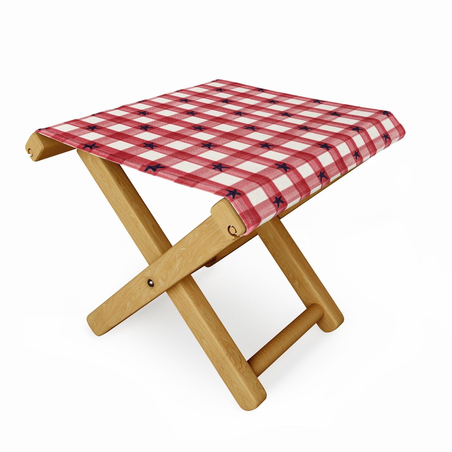 DENY Designs Red Gingham plus Stars Folding Stool