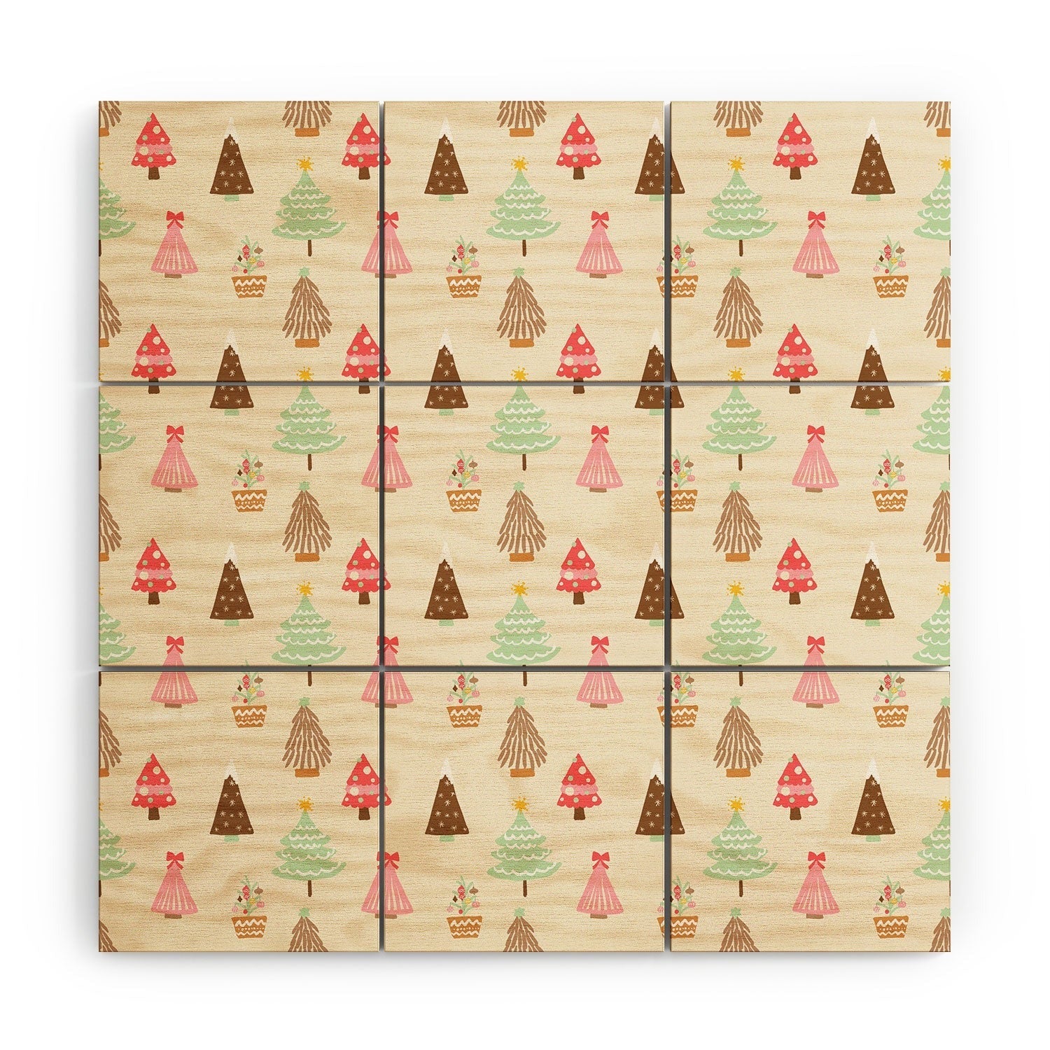 Design by Spark Christmas Tree Delight Wood Wall Mural