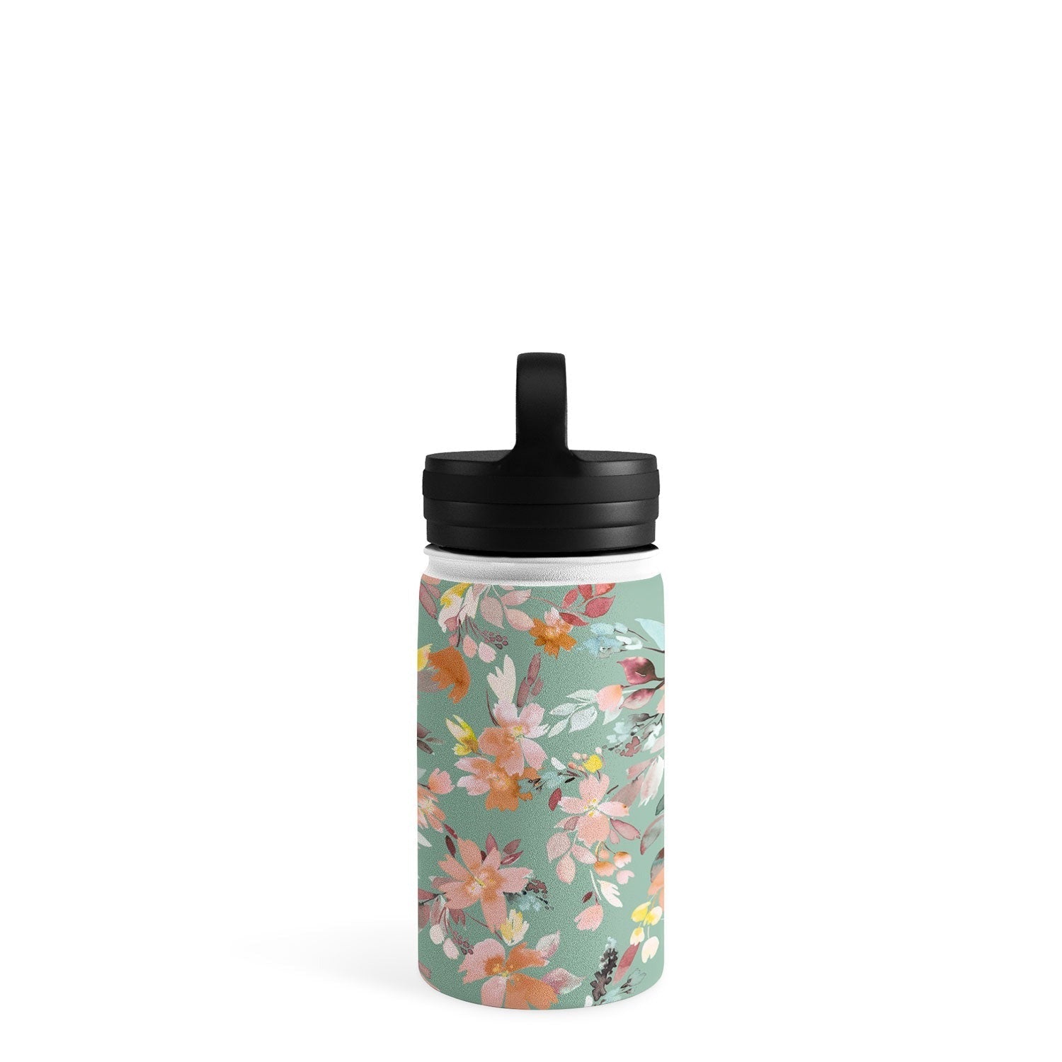 Ninola Design Botanic Retreat Floral Oleander Whimsical Teal Green Water Bottle