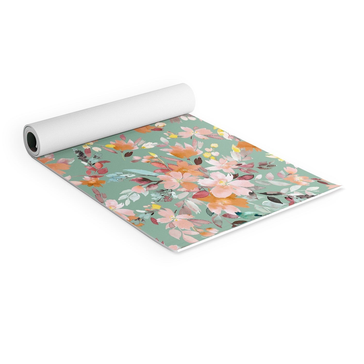 Ninola Design Botanic Retreat Floral Oleander Whimsical Teal Green Yoga Mat