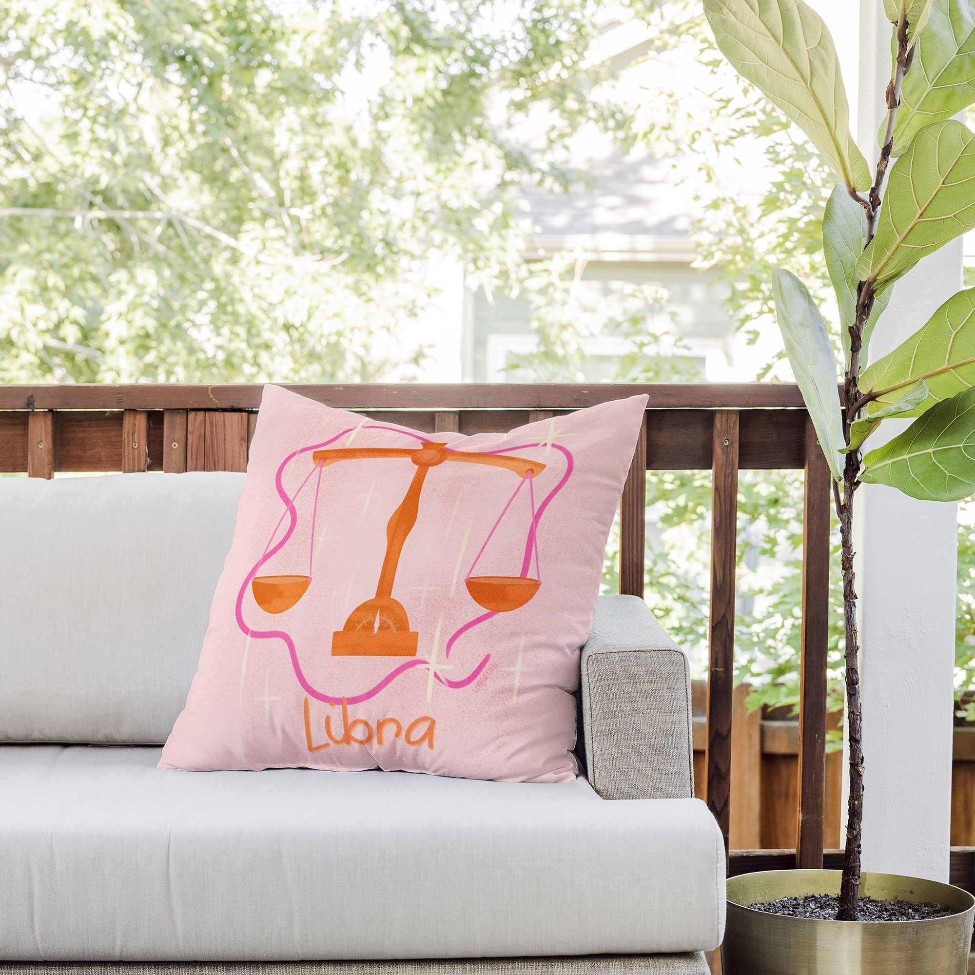 Little Om Zodiac Signs Libra Outdoor Throw Pillow