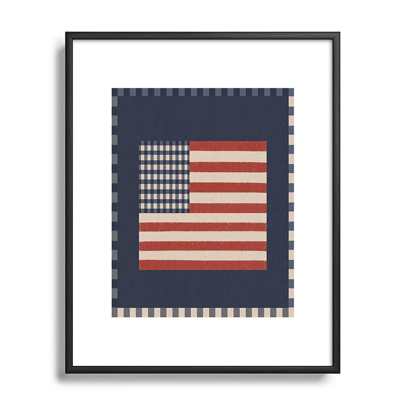 DENY Designs Gingham Flag Metal Framed Art Print